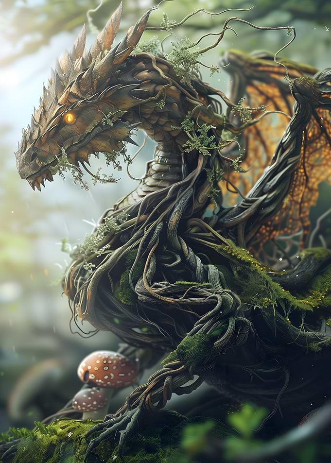 Wooden Dragon in Forest