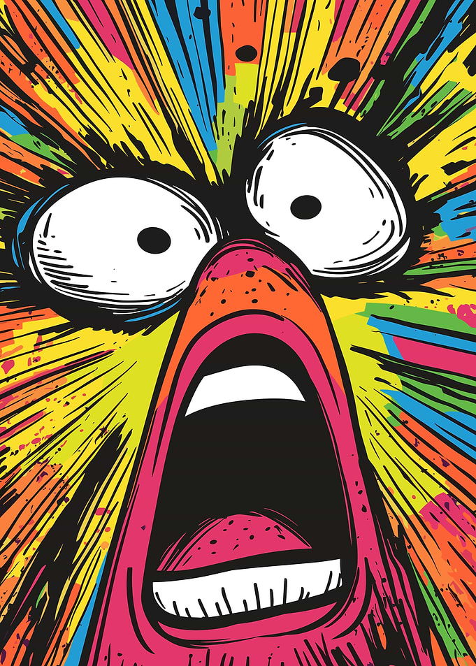 Screaming Face with Colorful Explosion