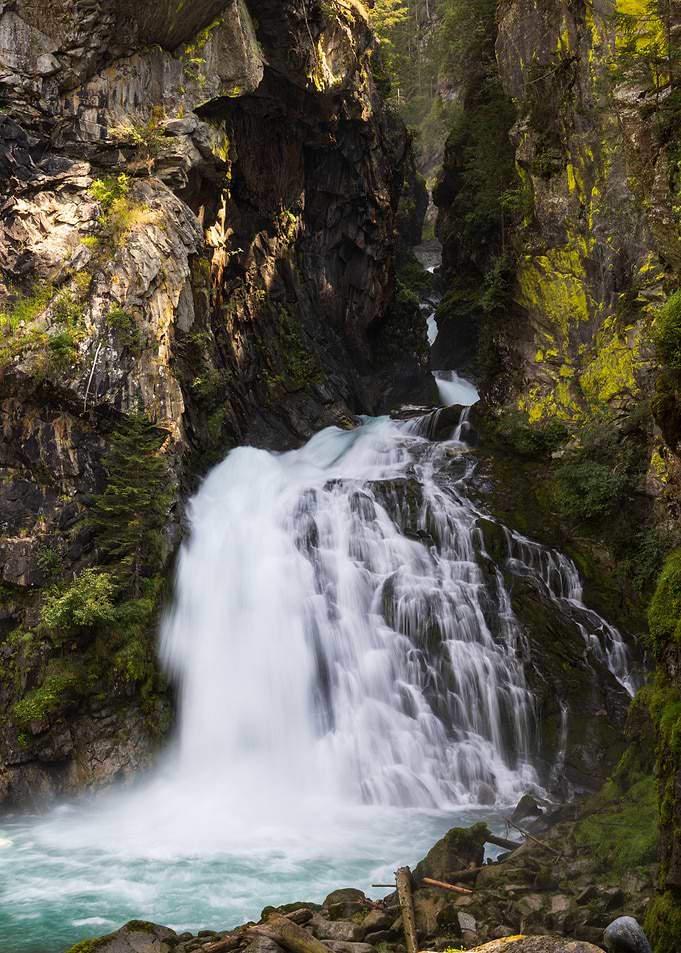 Riva waterfalls cascading through rocky gorge