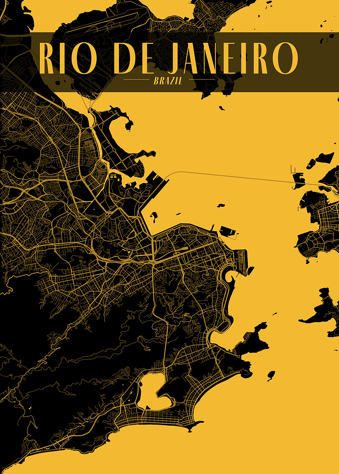 Rio de Janeiro Golden Map Art