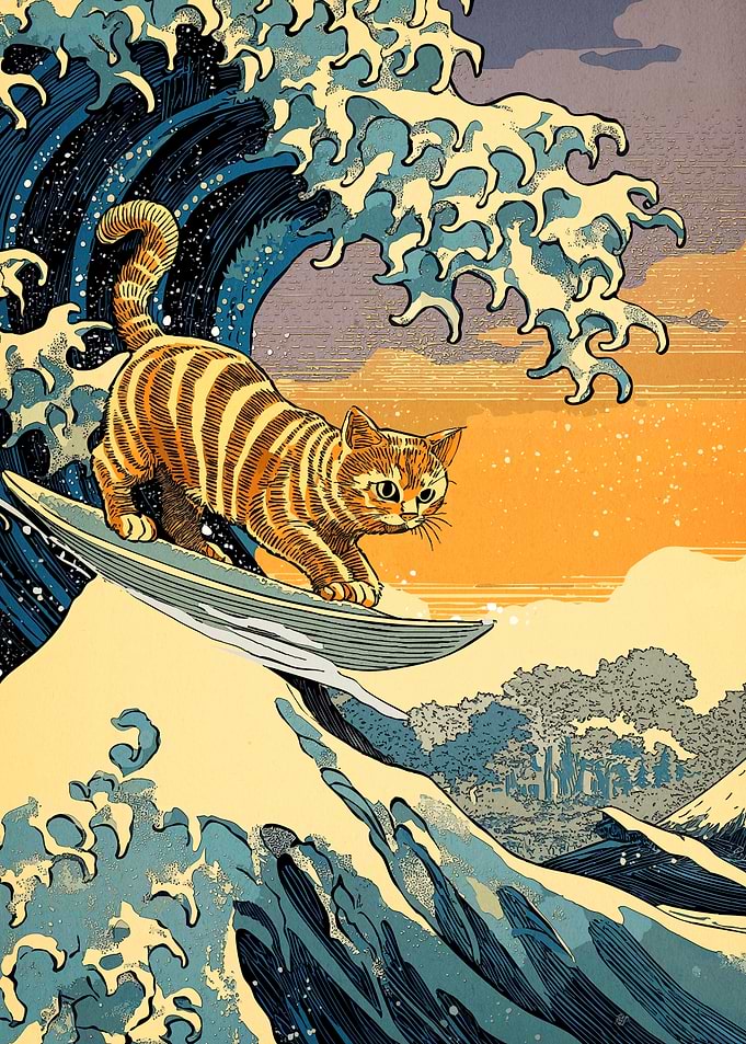 Cat Japanese Wave