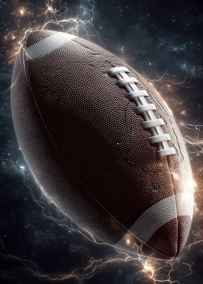American Football with Lightning Background