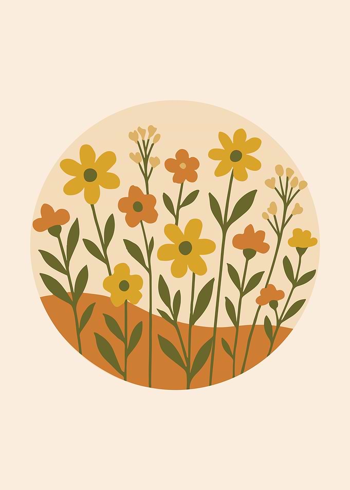 Floral Illustration in Circle