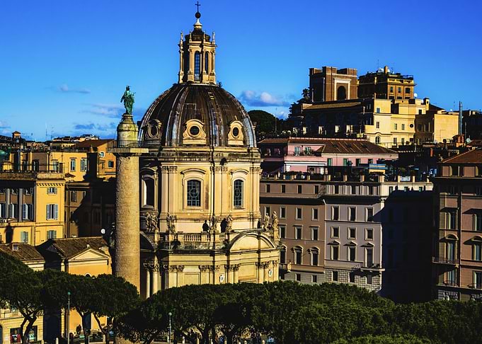 Rome cityscape with Trajan's Column