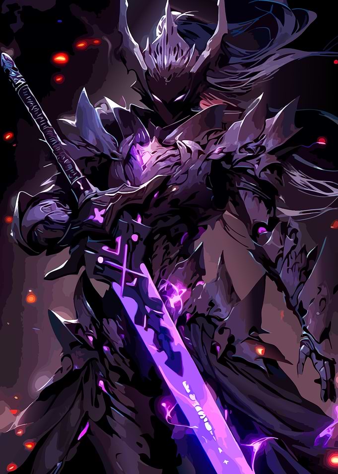 Dark Knight with Purple Sword
