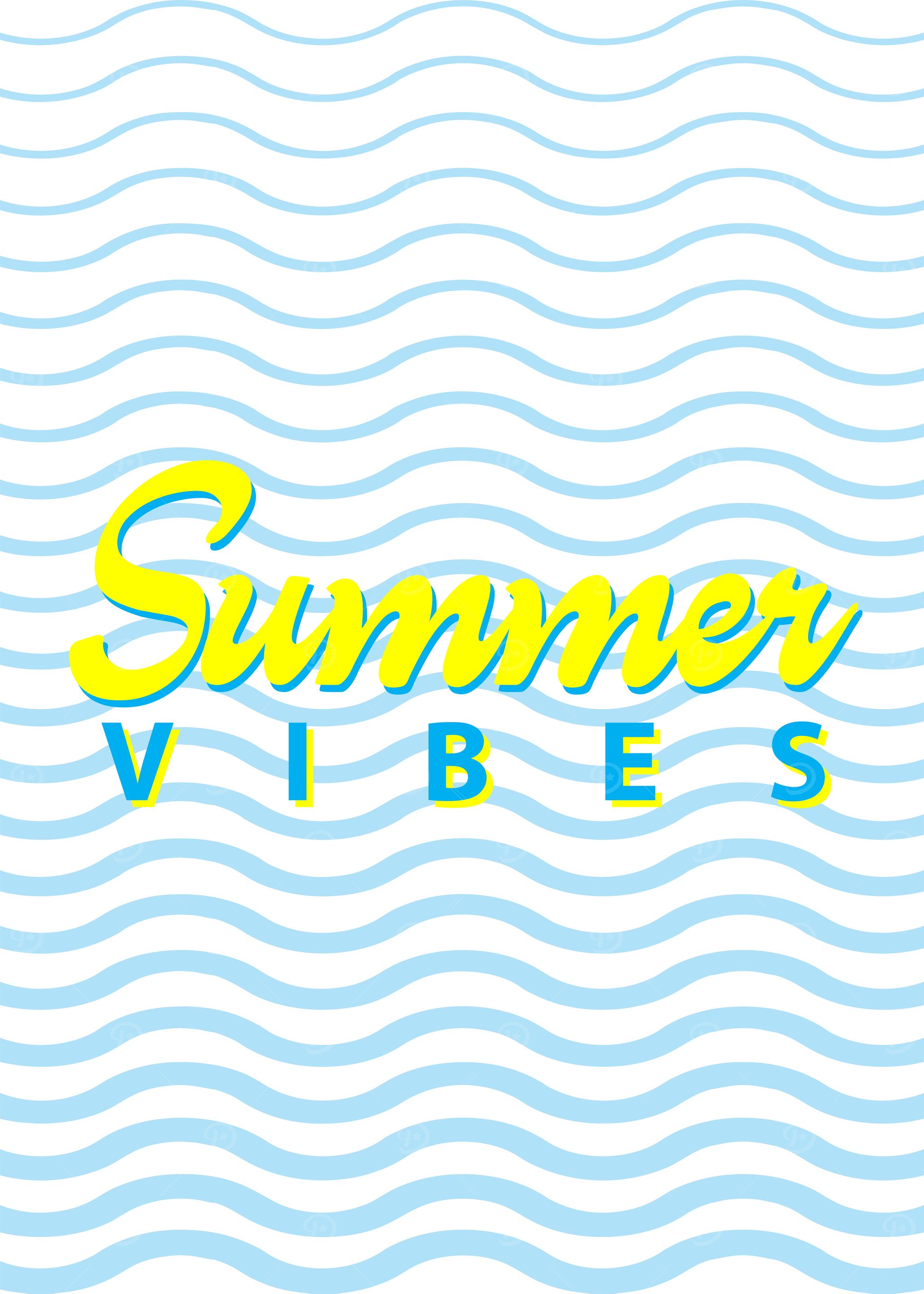 Summer Vibes Graphic with Wave Background