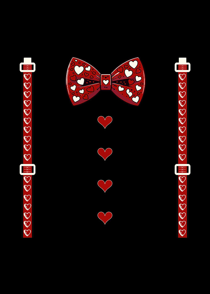 Heart Bowtie and Suspenders Design