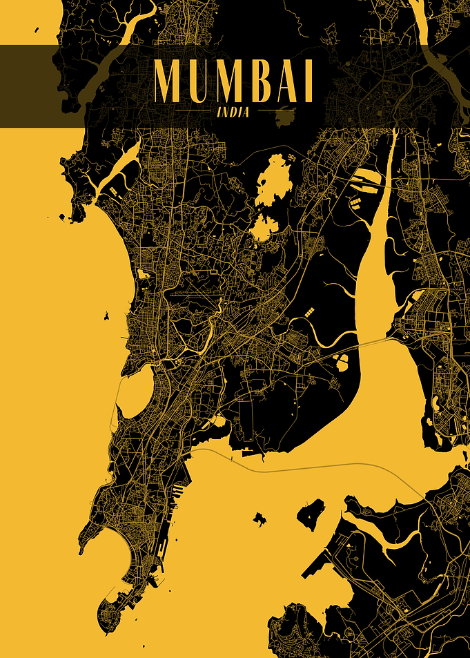 Mumbai Golden Map Art