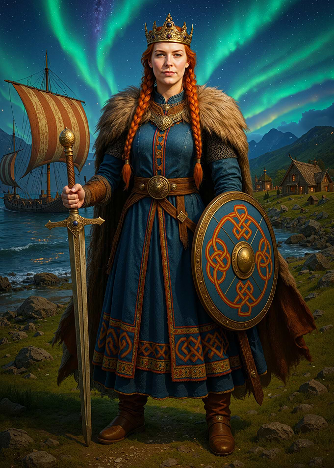 Viking Queen with Sword and Shield