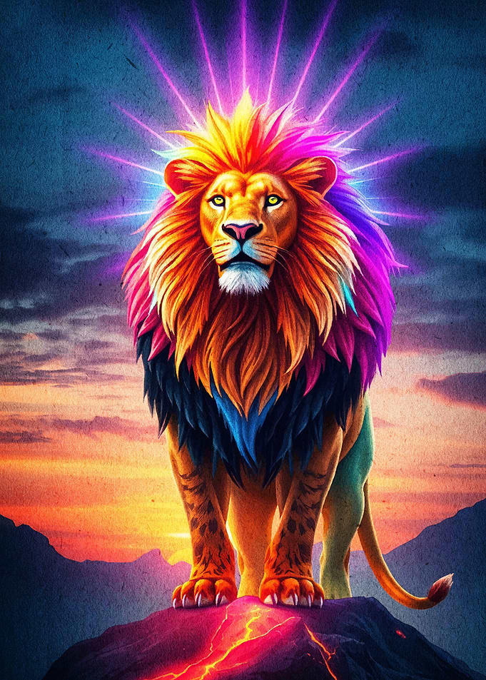 Colorful Lion Lava Rock