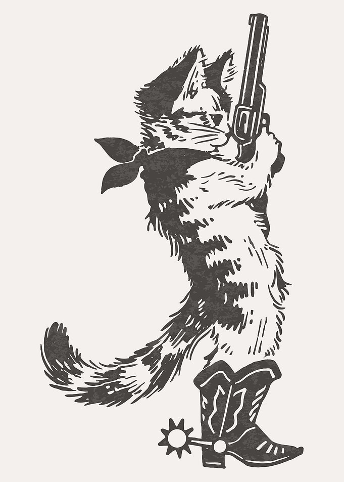Cowboy Cat with Gun, Western Kitten Gun poster