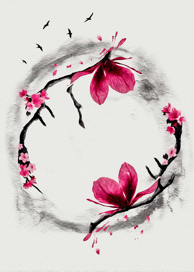 Floral Wreath with Birds