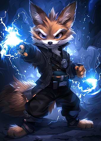 Fox Mage with Lightning Powers