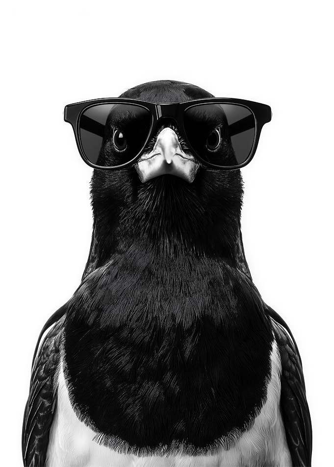 Cool Magpie with Sunglasses Portrait