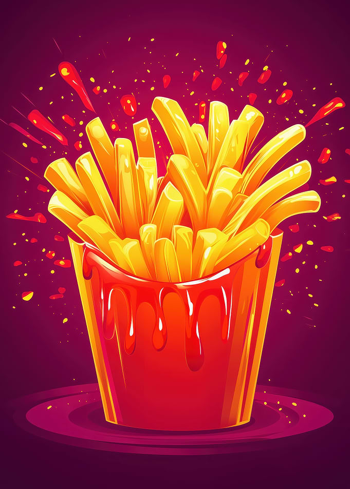 French Fries with Ketchup Illustration