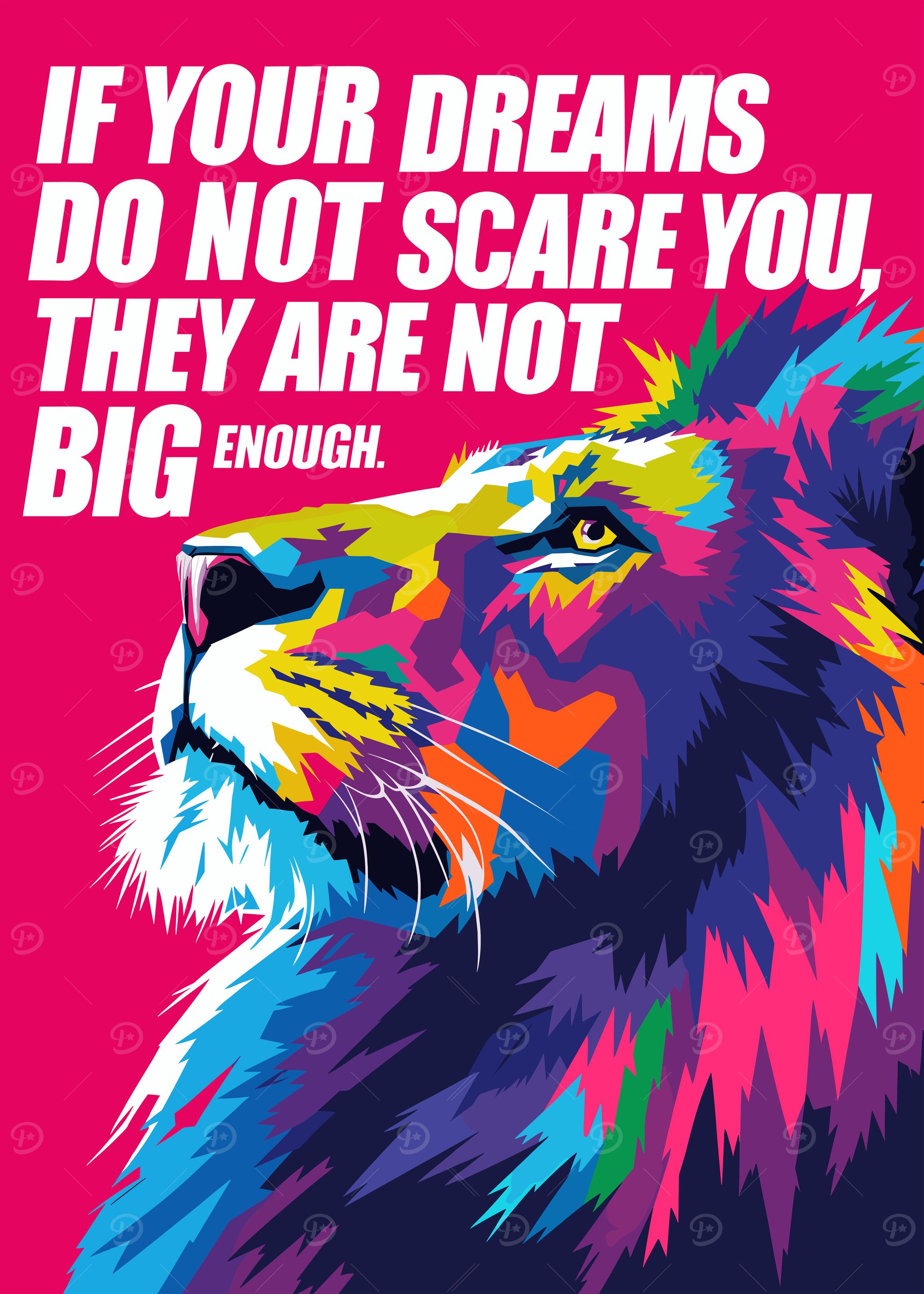 Colorful Lion with Inspirational Quote