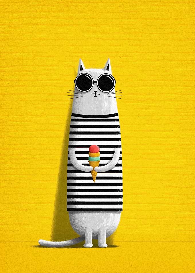 Cool Cat with Ice Cream