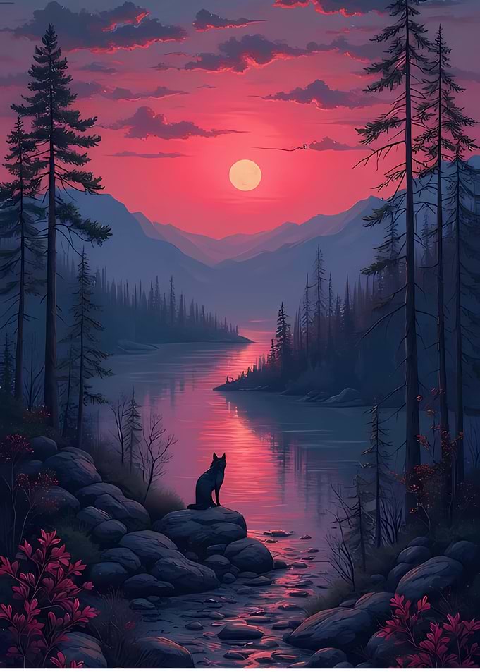 Wolf at Sunset Lake