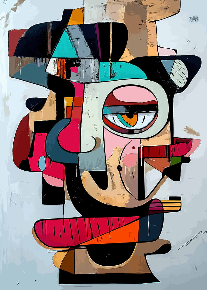 Abstract Portrait with Geometric Shapes