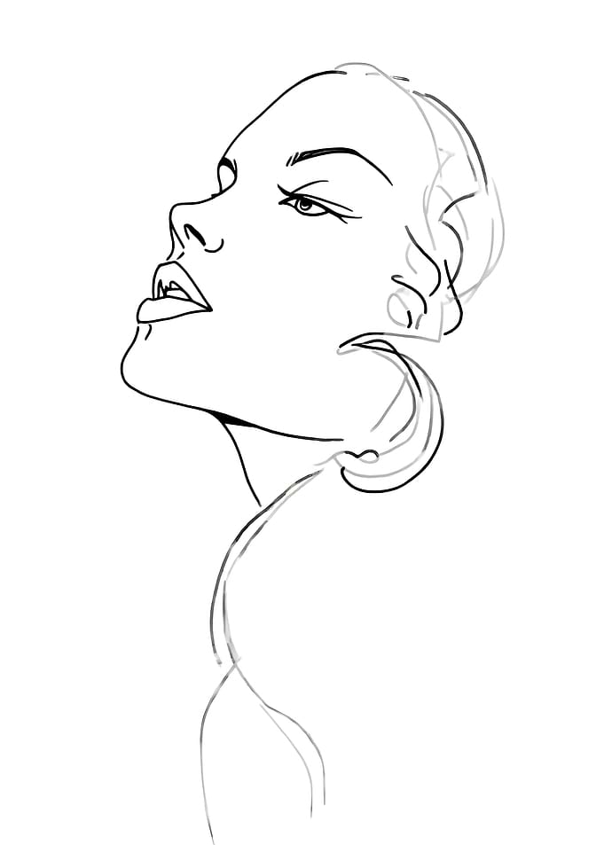 Elegant Woman Line Art Portrait