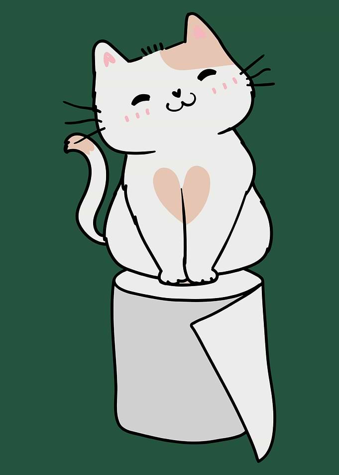 Cute Cat on Toilet Paper Roll