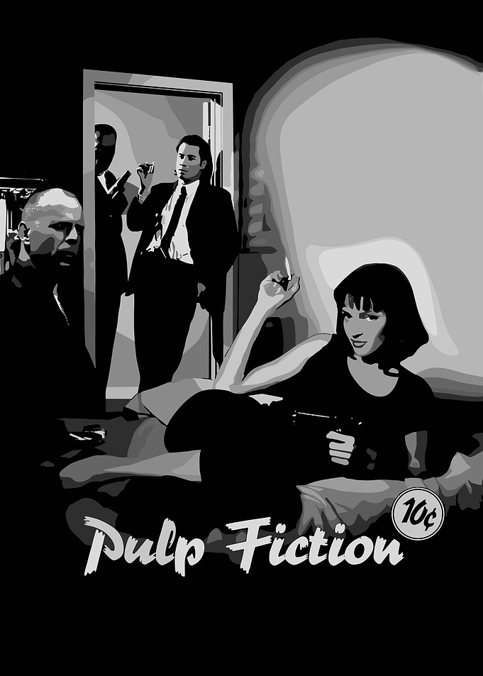 Pulp Fiction Black and White Poster