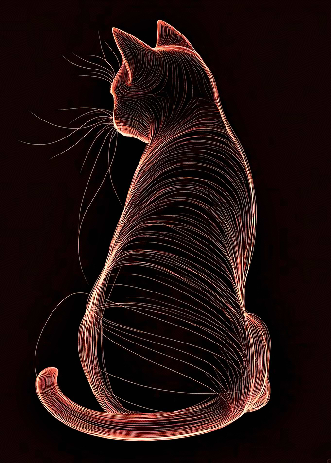 Abstract Cat Line Art