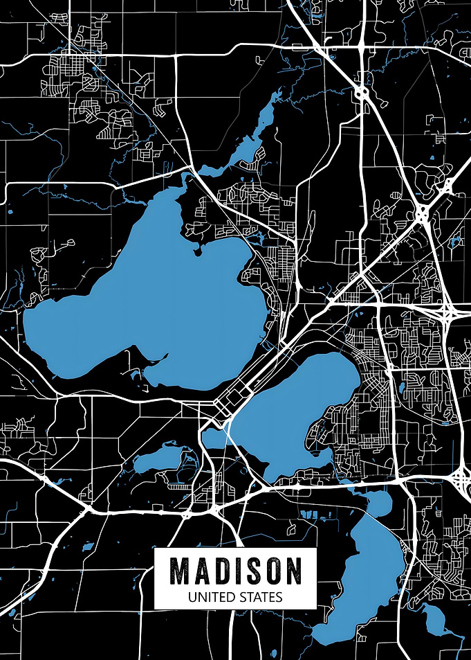 Madison, United States Map Art