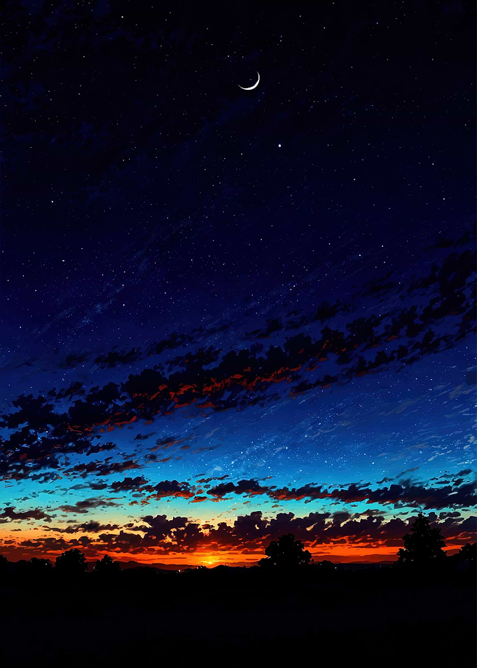 Night Sky Sunset Landscape