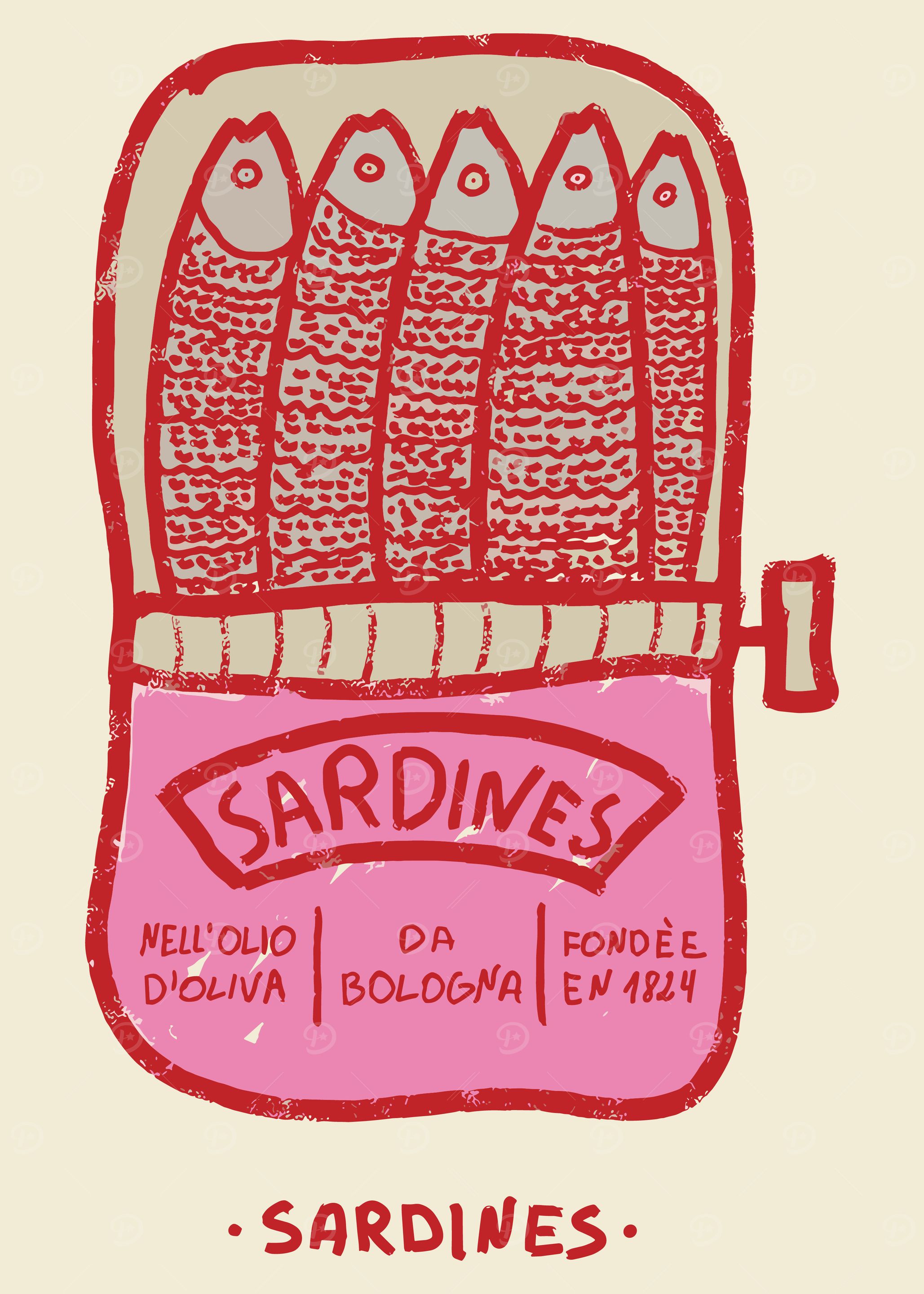 Sardines Can Illustration, Tinned Sardines, Kitchen Aesthetic Decor