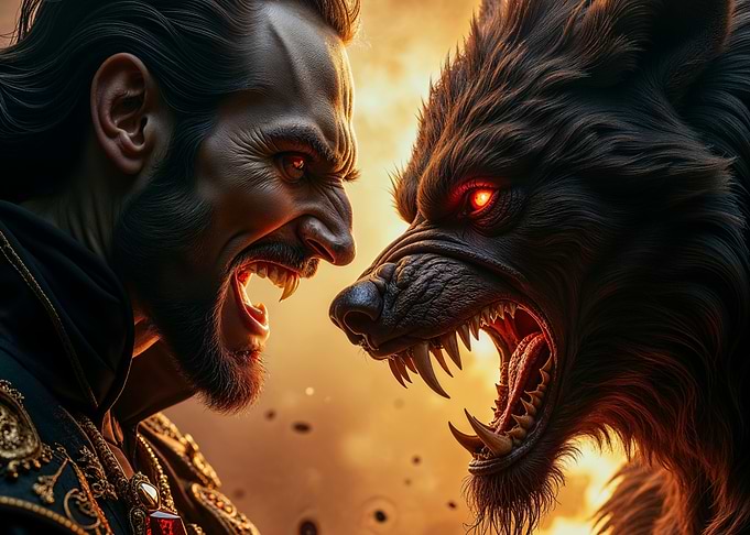 Vampire versus Werewolf Confrontation