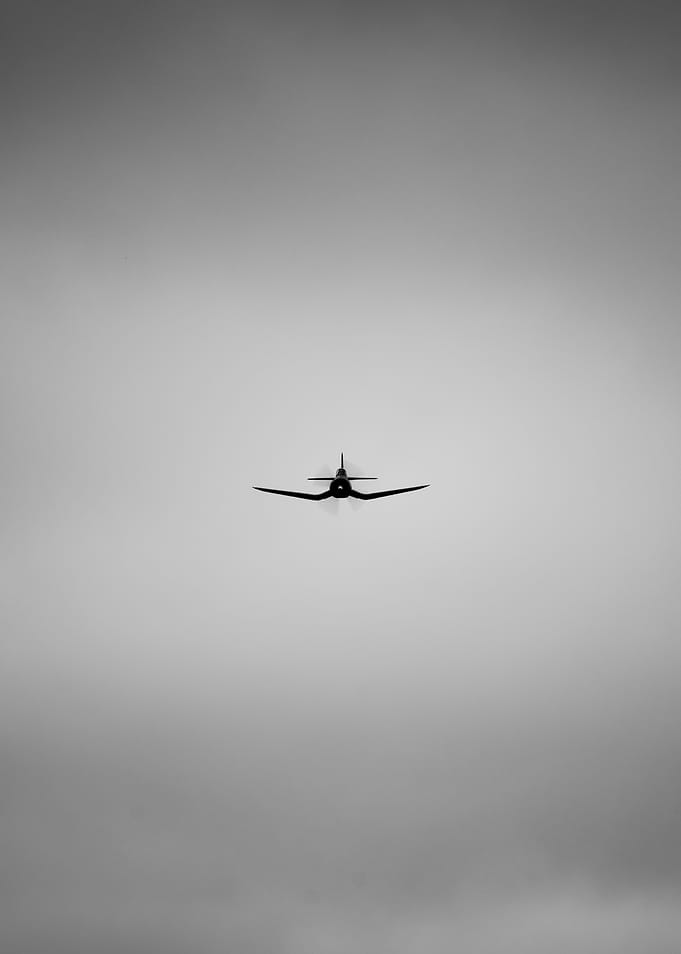 Monochrome Airplane in Flight