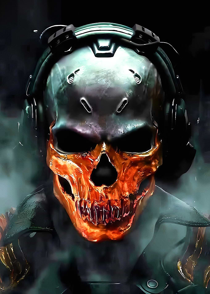 Skull smokes aura in body
