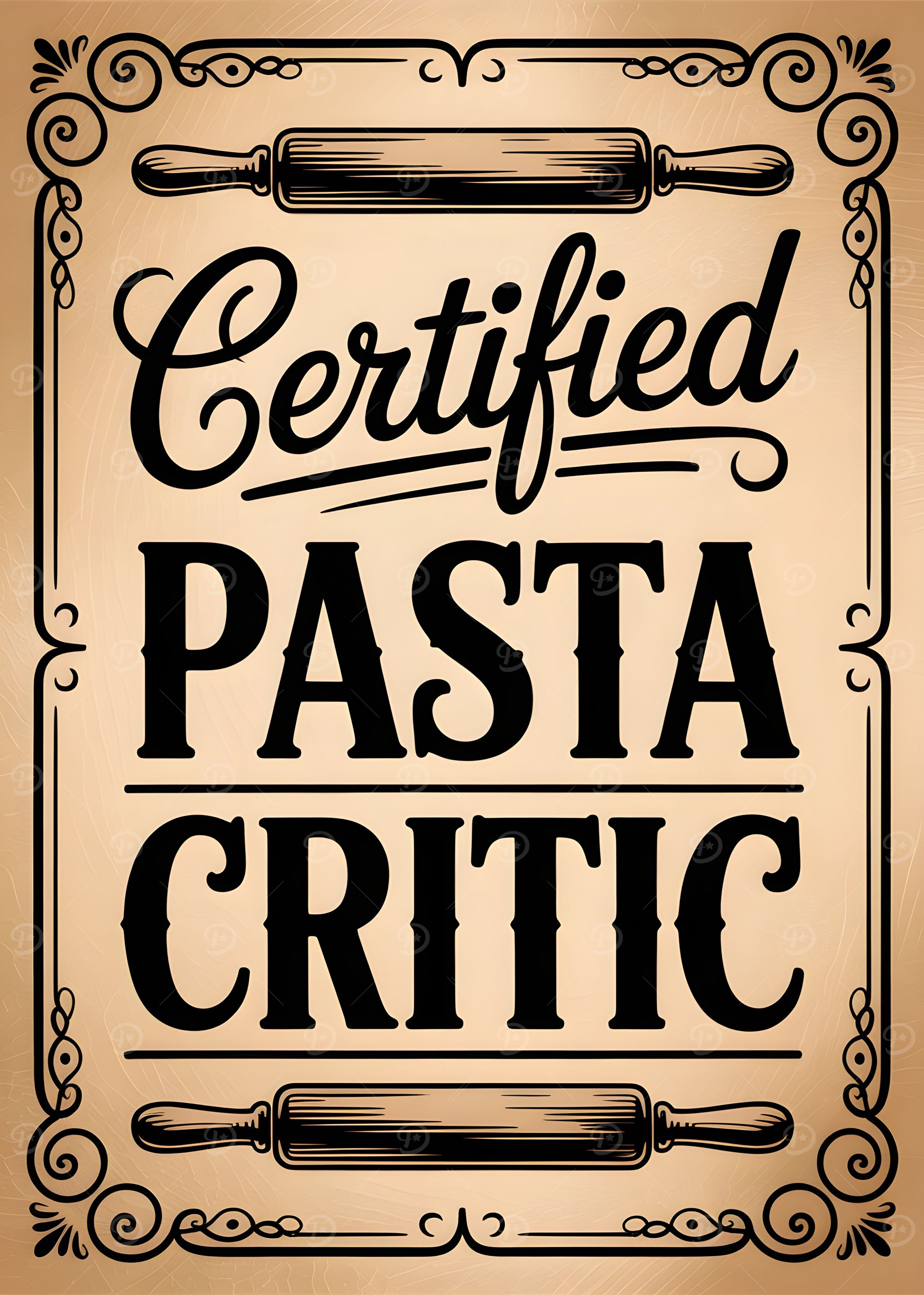 Certified Pasta Critic Vintage Style Sign
