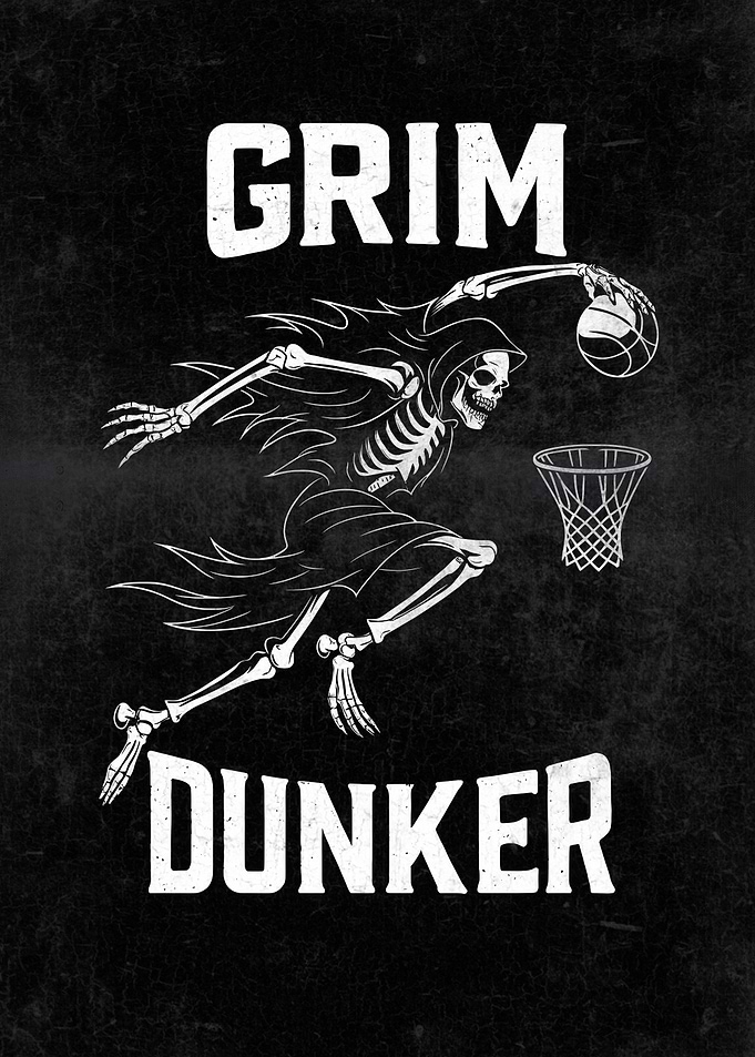Grim Dunker Skeleton Basketball Art