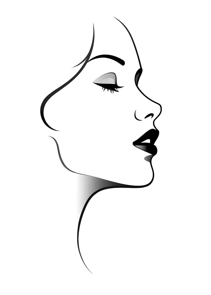 Elegant Woman Profile Line Art
