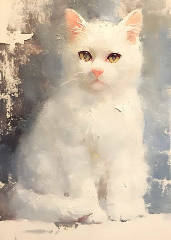 White Cat Painting