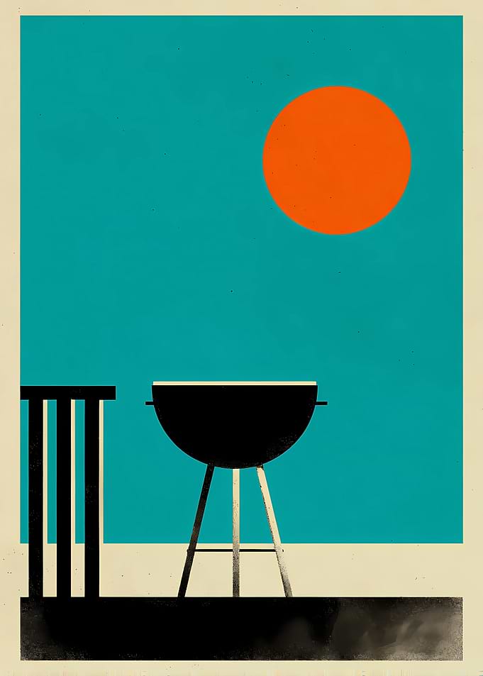Minimalist BBQ Grill Illustration