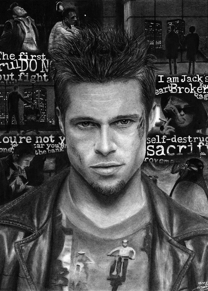 Hyperrealistic portrait of Tyler Durden from Fight Club