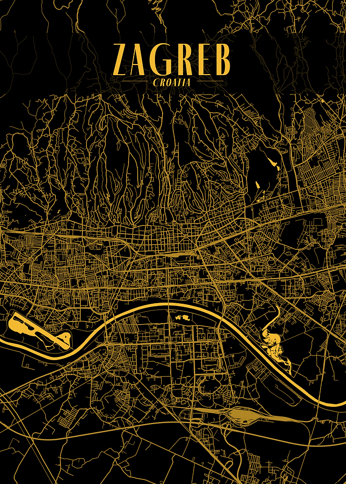 Zagreb Golden Map Art