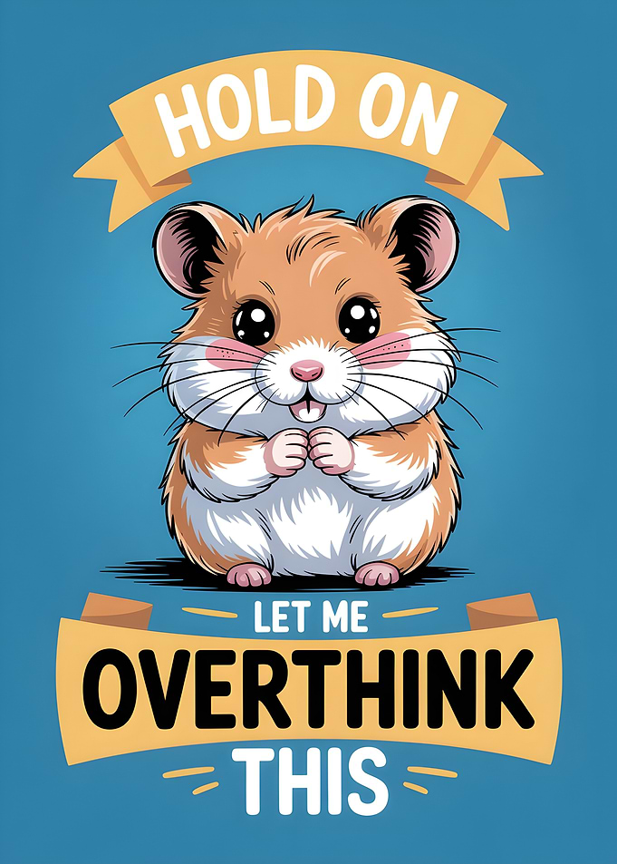 Cute Hamster Overthinking Cartoon Illustration