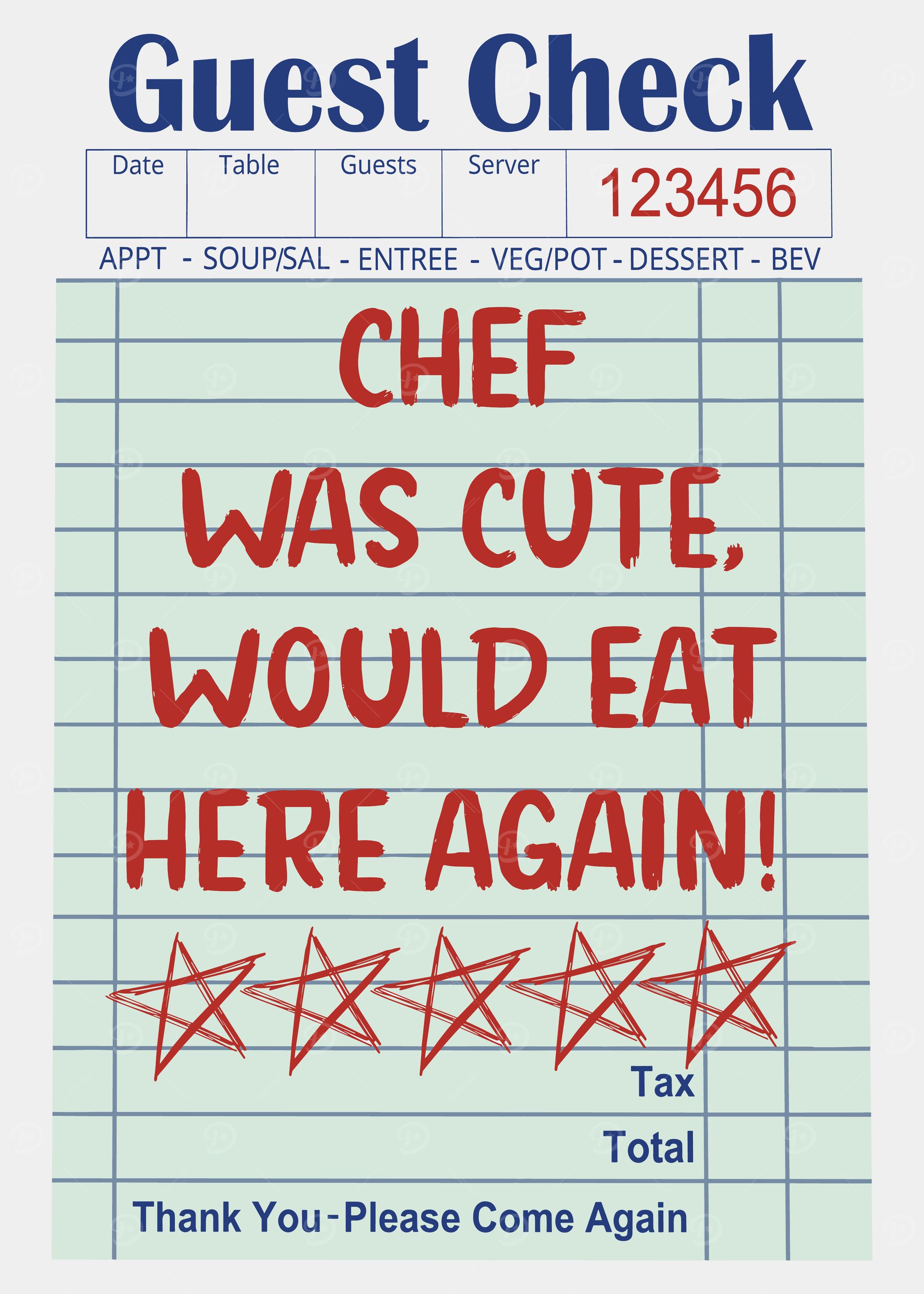 Funny Restaurant Guest Check Review