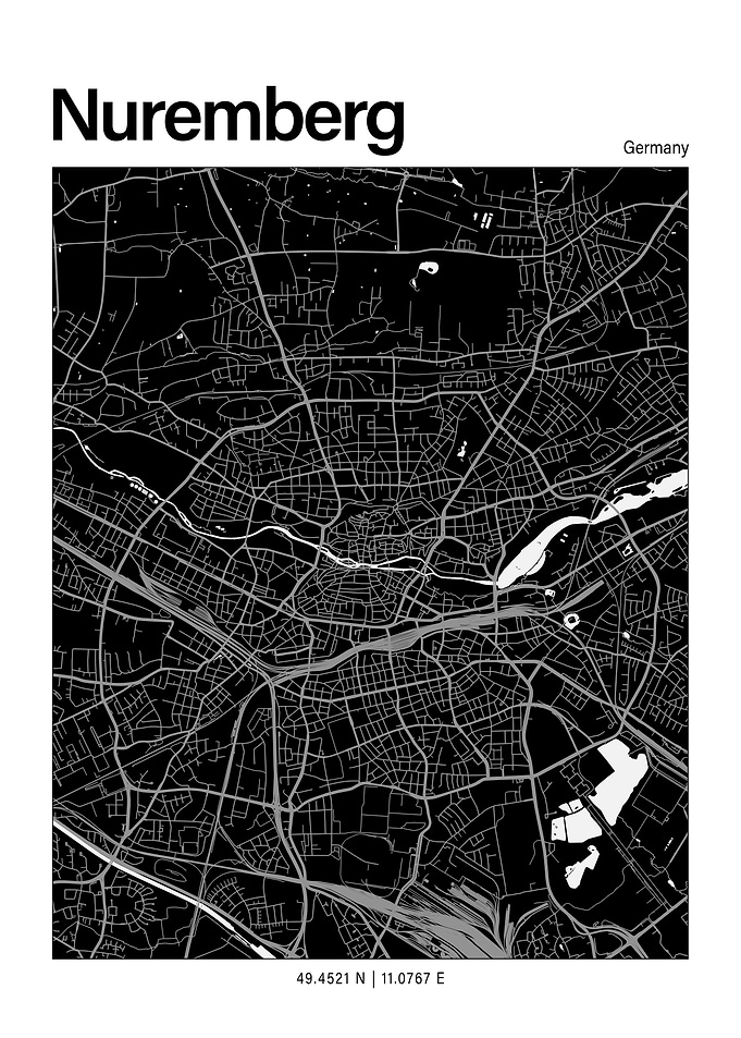 Nuremberg Black and White Map