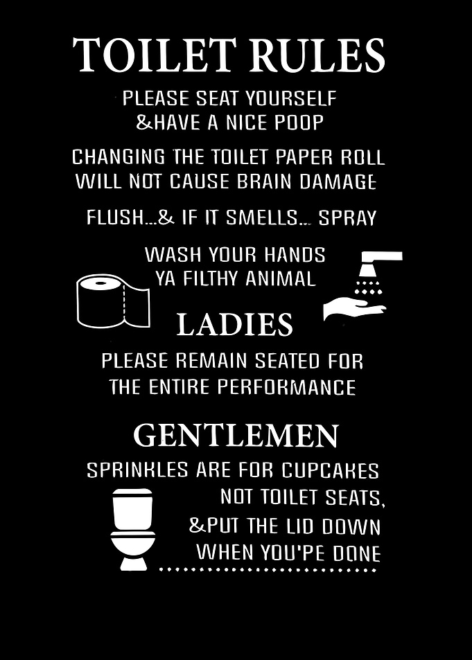 Toilet Rules Funny Bathroom Sign