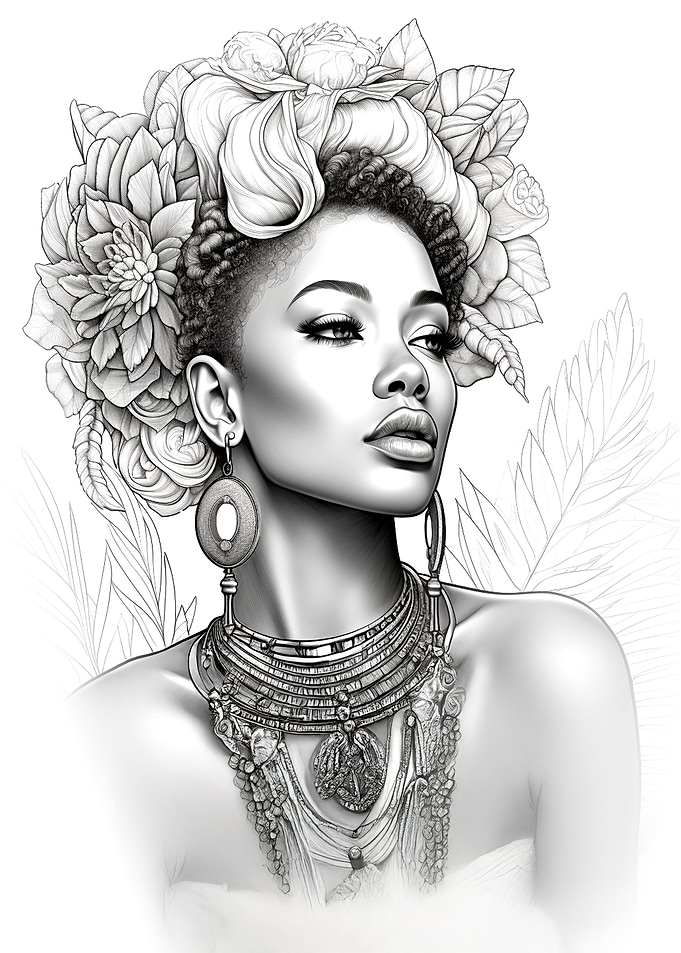 Elegant Woman with Floral Headdress