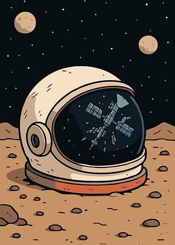 Lost Astronaut Helmet on Mars