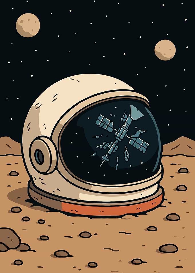 Lost Astronaut Helmet on Mars