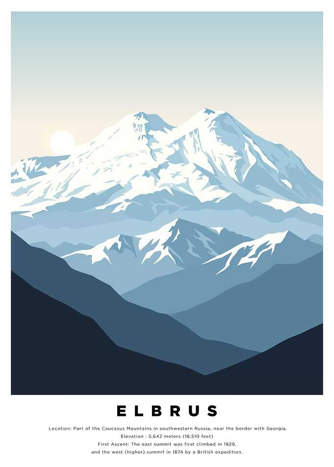 Mount Elbrus Minimalist Art Print