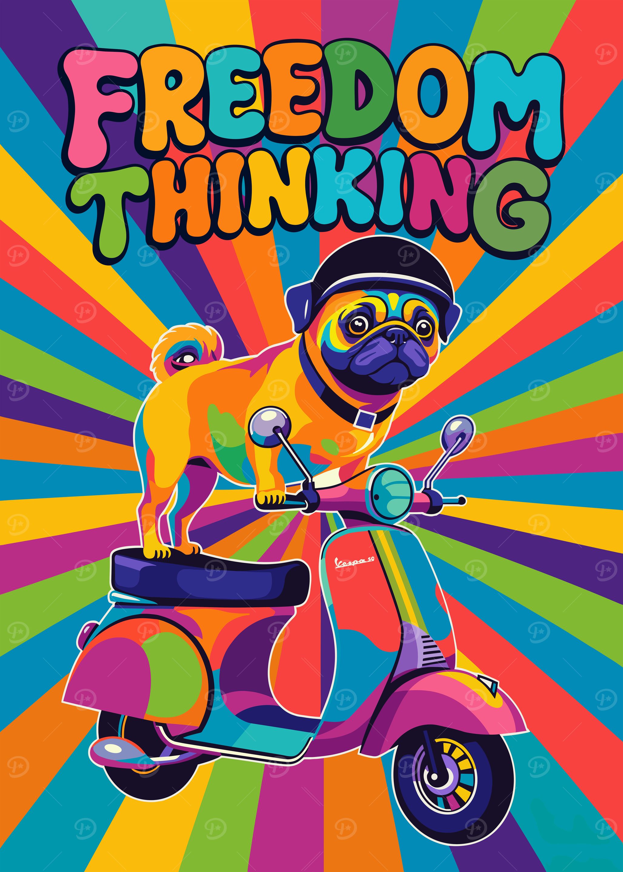 Psychedelic Pug on Funny Art