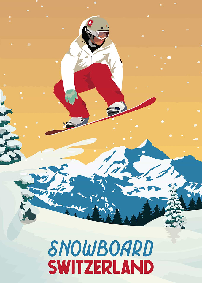 Snowboard Switzerland Winter Sport Poster